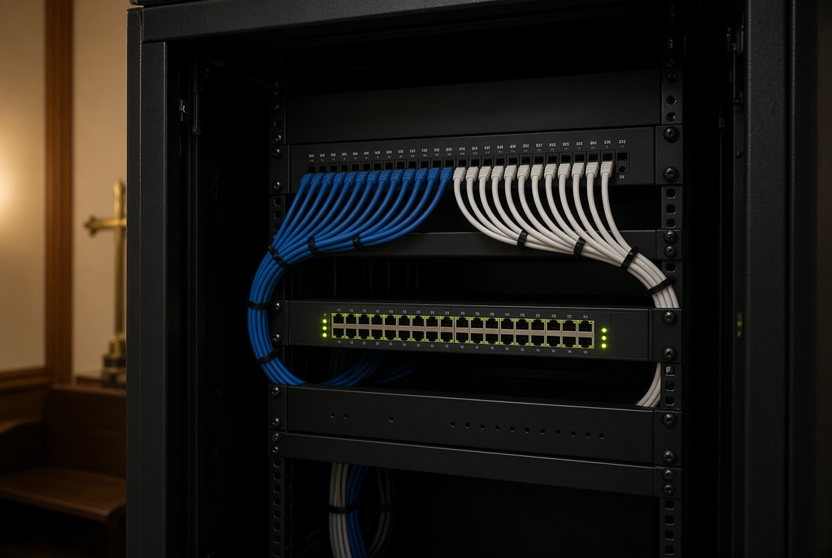 Organized church network rack